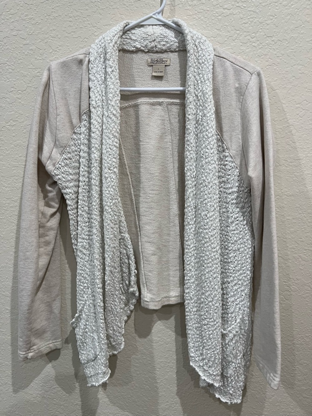 LUCKY BRAND Light Cream Open-Front Knit Women's Sweater Cardigan